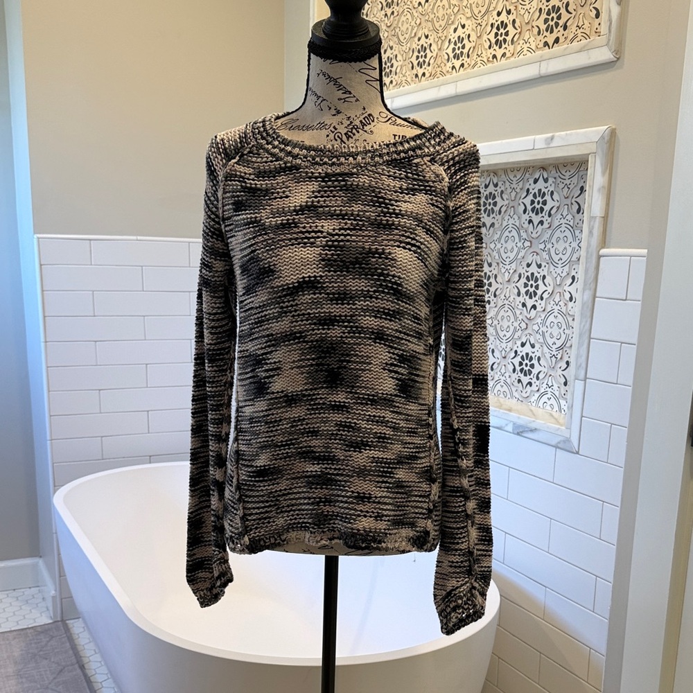 Rebecca Taylor Black and Cream Textured Sweater